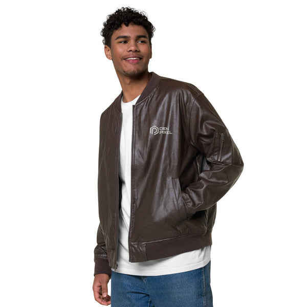 Men's Leather Bomber Jacket Brown